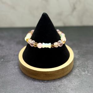 Amber & Pink Bead Bracelet