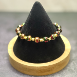 Black, Red & Gold Bead Bracelet