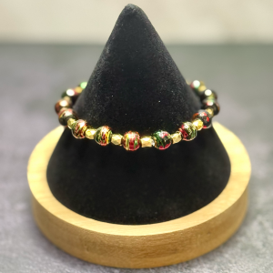 Black, Red & Gold Bead Bracelet