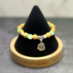 Green & Yellow Bead Bracelet w/Floral Charm