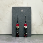 Red Bead w/Silver Heart Earrings