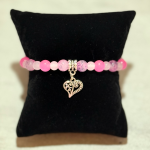 Pink Bead w/Silver Charm Bracelet