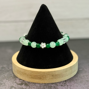 Green & Clear Floral Bead Bracelet
