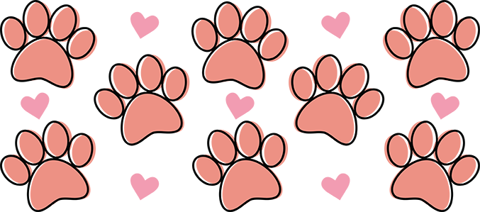 Dog paws with hearts