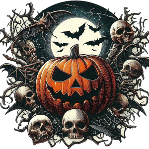 Halloween pumpkin skulls