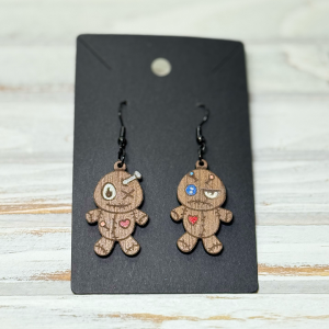 voodoo doll earrings (wood)