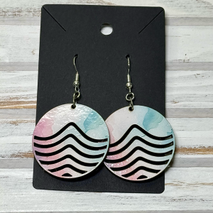 Watercolor wave earrings (wood)
