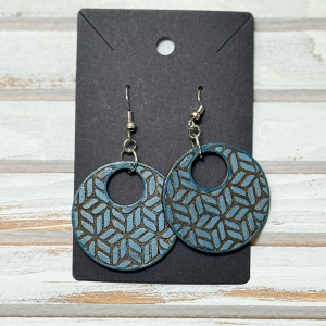 Blue round earrings (wood)