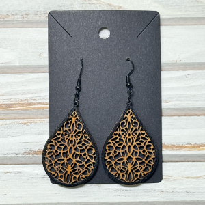 Teardrop mandala earrings (wood)