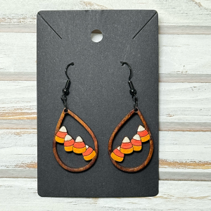 Candy corn teardrop earrings (wood)