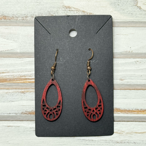 Teardrop cutout earrings (wood)