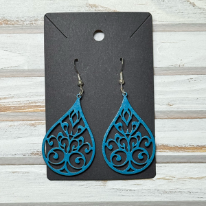 Blue mandala Earrings (wood)