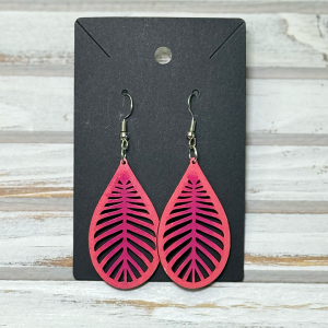 Pink two tone teardrop earrings (wood)