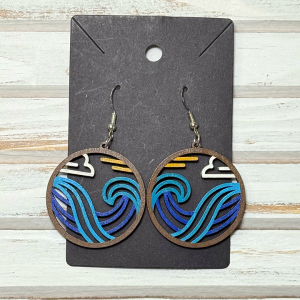 Ocean wave earrings (wood)