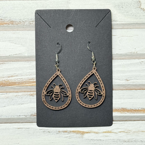 Bee earrings on maple (wood)