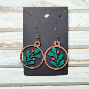 Holly round earrings (wood)