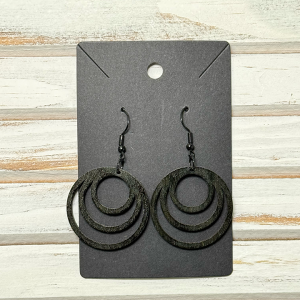 Triple ring in black earrings (wood)