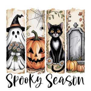 spooky season ghost pumpkin cat