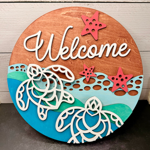 Welcome sea turtles wood sign