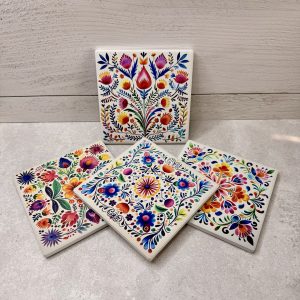Mexican Tile Inspired Coasters 4x4" Square (Set of 4)