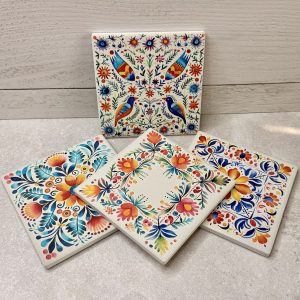 Mexican Tile Inspired Coasters 4x4" Square (Set of 4)